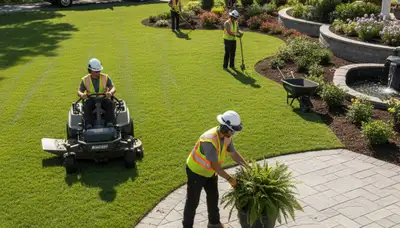 West Palm Beach tree service crew trimming and removing trees for landscaping maintenance