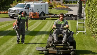 West Palm Beach, FL tree service crew providing professional tree removal and lawn care for residential properties