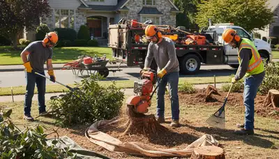 West Palm Beach, FL shrub removal crew clearing overgrown bushes for a tidy yard