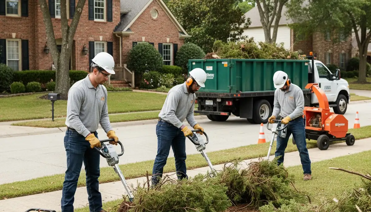West Palm Beach, FL crew removing overgrown shrubs for safe, efficient yard cleanup