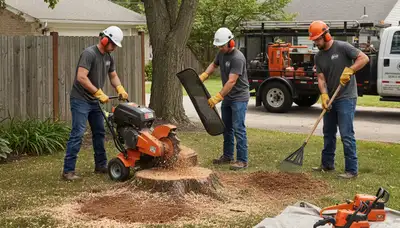 West Palm Beach stump removal crew clearing an old stump on a residential yard