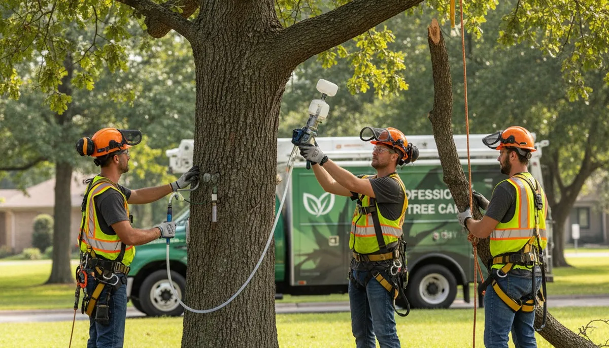 West Palm Beach arborist treating diseased tree for fungus, decay, and decline