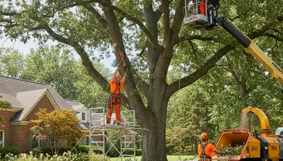 West Palm Beach arborist pruning a tree for safe, healthy growth in a residential landscape