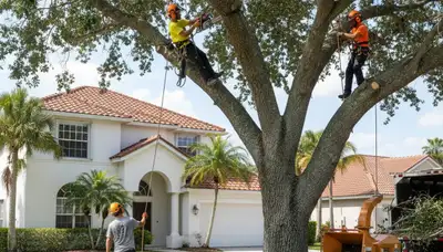 Tree service crew in West Palm Beach, FL providing professional tree removal for homeowners