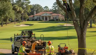 West Palm Beach, FL tree service crew removing a tree for safe property clearance