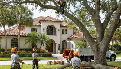 West Palm Beach, FL tree service team removing a tree for safe property protection