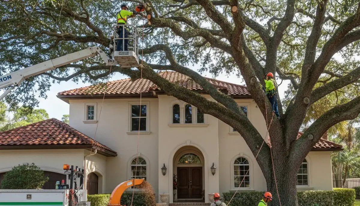 West Palm Beach, FL tree service team removing a tree for safe residential property maintenance