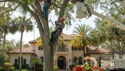 West Palm Beach, FL tree service crew removing a tree for safe property clearing