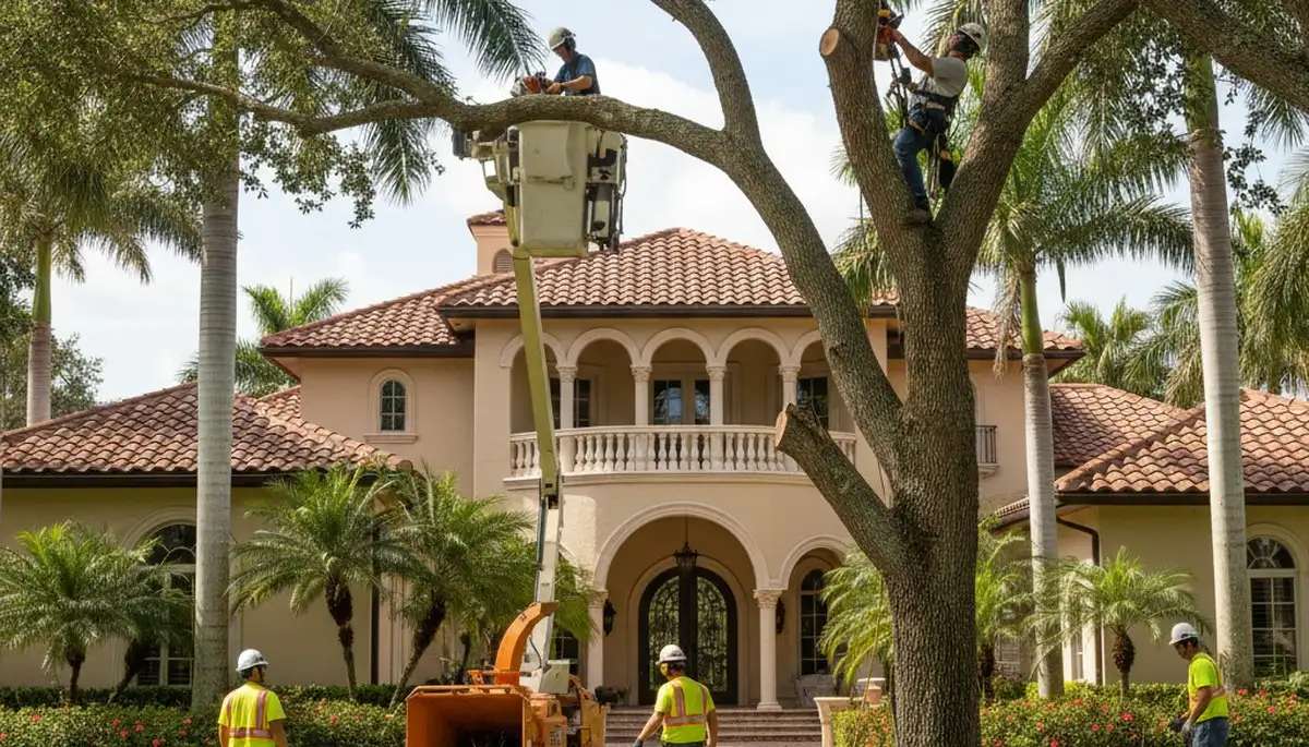 West Palm Beach, FL tree service crew providing professional tree removal and trimming services