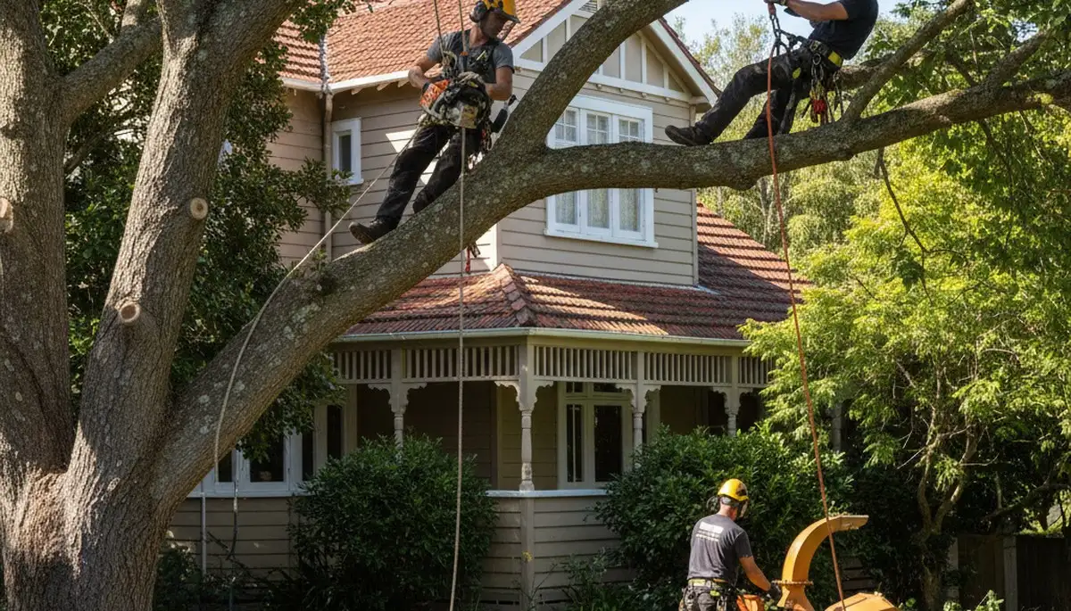 Tree service crew in West Palm Beach, FL providing professional tree removal and trimming services
