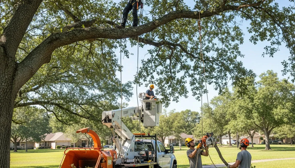 West Palm Beach tree trimming crew shaping a tree for safer, healthier growth