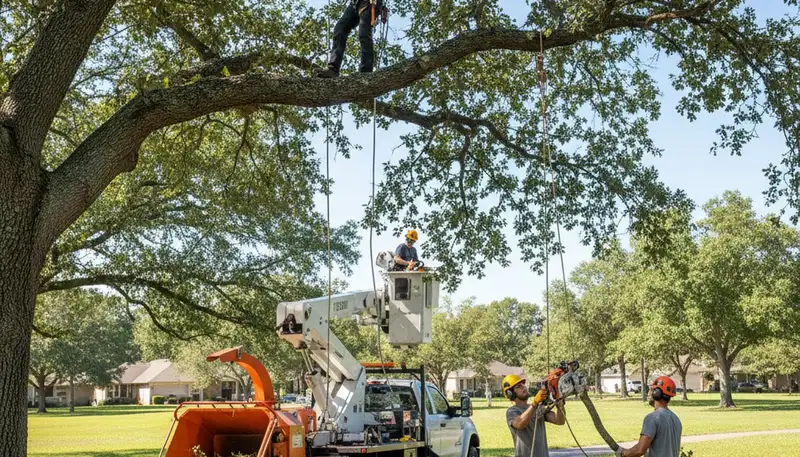West Palm Beach tree trimming crew shaping a tree for safer, healthier growth